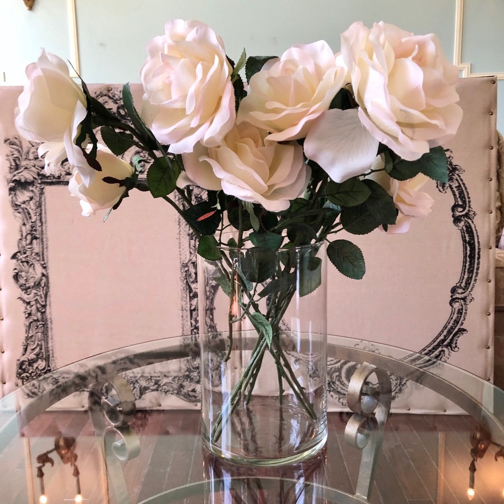 Long stem roses cream 9 of them realistic faux